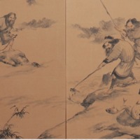 蝦夷人魚漁図 (Ezo bito gyorou zu- Ezo people fishing diagram)